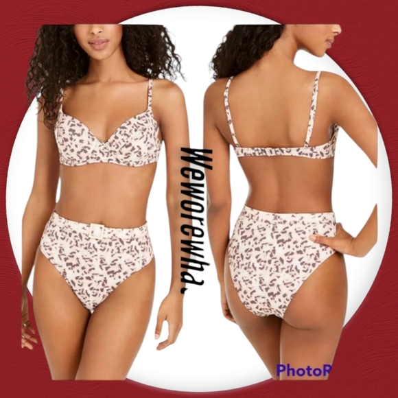 Weworewhat Tortoise Woman Swimsuit Underwire Top & High-Waist Bottom Bikini Set - Picture 1 of 12